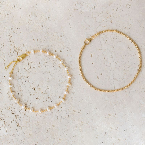 4 mm armbånd med ferskvandsperle