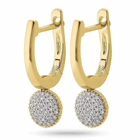 runde diamant guld creoler i 14 karat guld med diamant