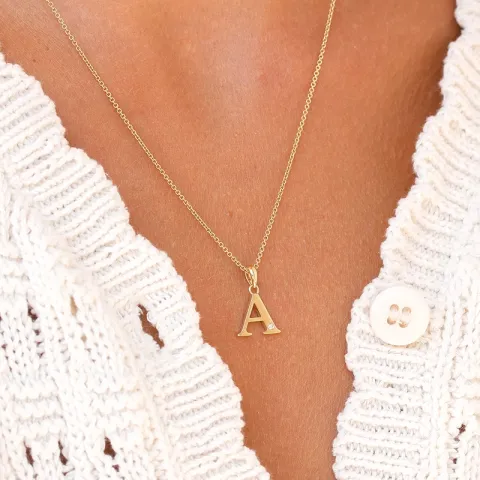 bogstav A diamant vedhæng i 9 karat guld 0,01 ct