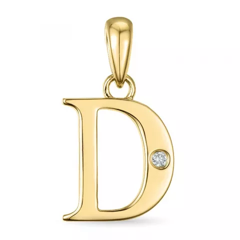 bogstav D diamant vedhæng i 9 karat guld 0,01 ct