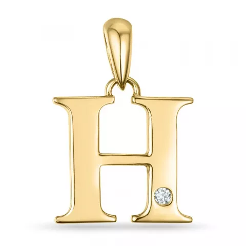 bogstav H diamant vedhæng i 9 karat guld 0,01 ct