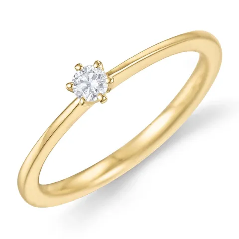 0,10 ct lab grown diamant solitairering i 9 karat guld 0,10 ct