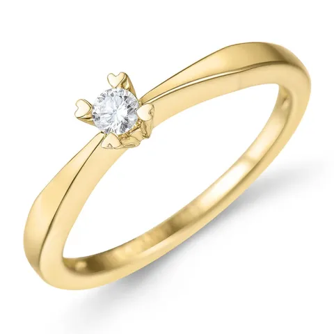 0,10 ct lab grown diamant solitairering i 9 karat guld 0,10 ct