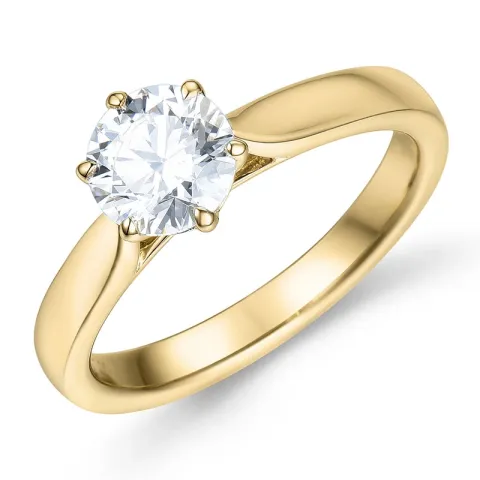1,00 ct lab grown diamant solitairering i 9 karat guld 1,0 ct