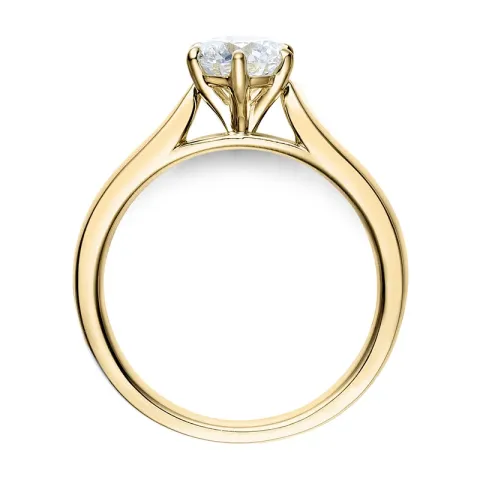 1,00 ct lab grown diamant solitairering i 9 karat guld 1,0 ct