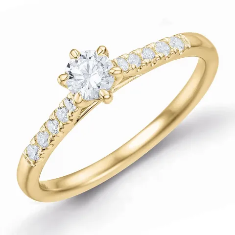 lab grown diamant ring i 9 karat guld 0,30 ct 0,13 ct