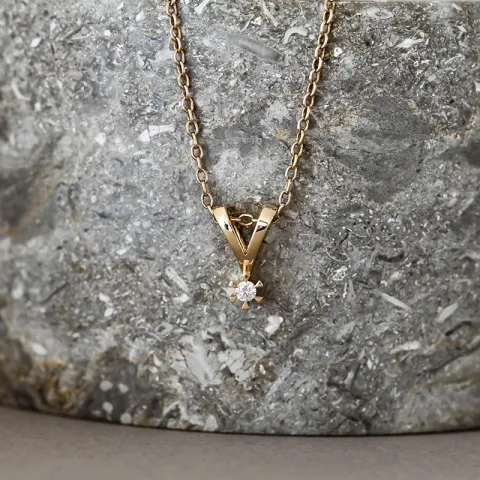 0,05 ct lab grown diamant vedhæng i 9 karat guld 0,05 ct