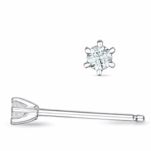 2 x 0,03 ct lab grown diamant solitaireørestikker i 9 karat hvidguld med lab grown diamant 