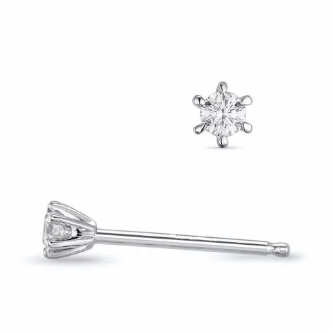 2 x 0,04 ct lab grown diamant solitaireørestikker i 9 karat hvidguld med lab grown diamant 
