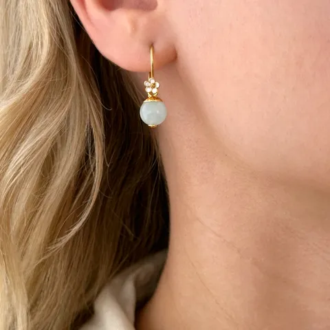 marguerit akvamarin ørekroge i sølv