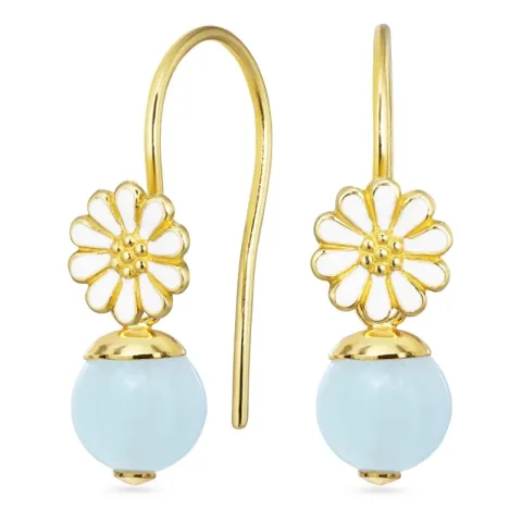 marguerit akvamarin ørekroge i forgyldt sølv