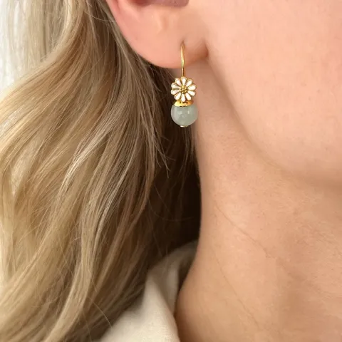 marguerit akvamarin ørekroge i forgyldt sølv