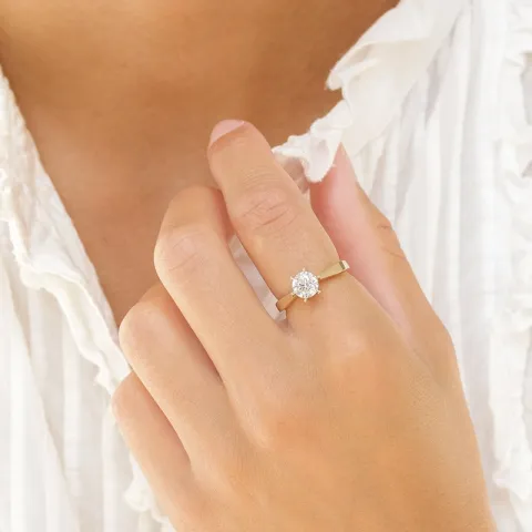 1,00 ct lab grown diamant ring i 14 karat guld 1,00 ct
