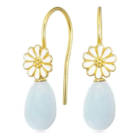 marguerit akvamarin ørekroge i forgyldt sølv