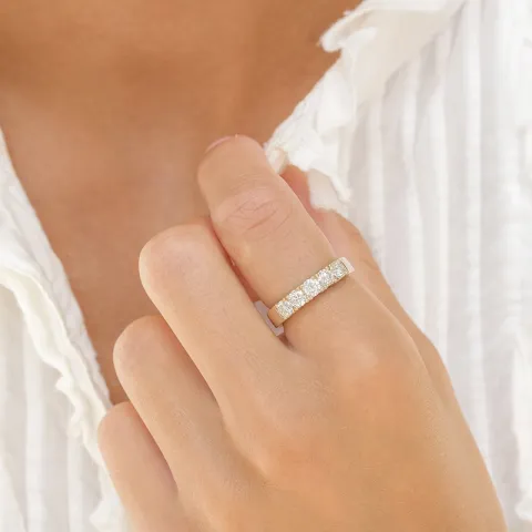 lab grown diamant alliancering i 14 karat guld 5 x 0,20 ct