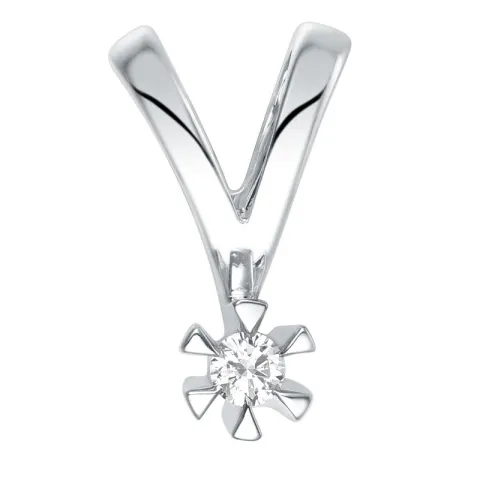 0,05 ct lab grown diamant vedhæng i 14 karat hvidguld 0,05 ct