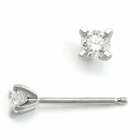 2 x 0,10 ct lab grown diamant solitaireørestikker i 14 karat hvidguld med lab grown diamant 