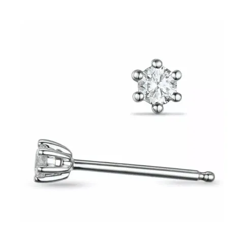 2 x 0,05 ct lab grown diamant solitaireørestikker i 14 karat hvidguld med lab grown diamant 