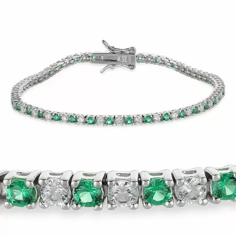 grøn zirkon tennisarmbånd i sølv x 2,6 mm