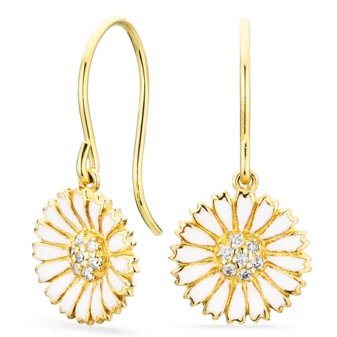 marguerit øreringe i forgyldt sølv