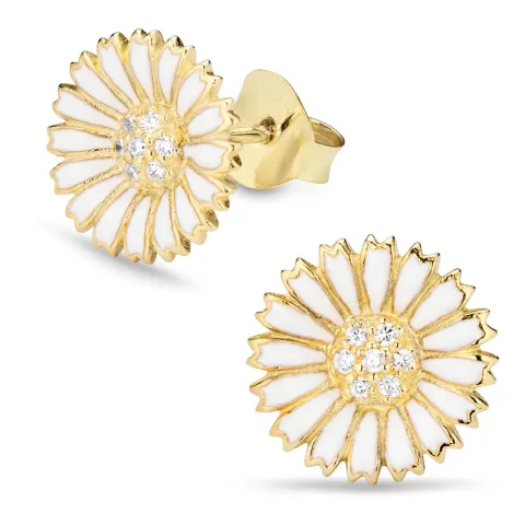 11,5 mm marguerit øreringe i forgyldt sølv - Marie