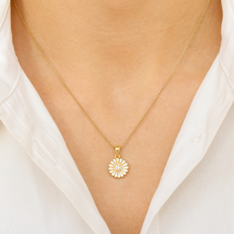 marguerit zirkon vedhæng i forgyldt sølv - Marie