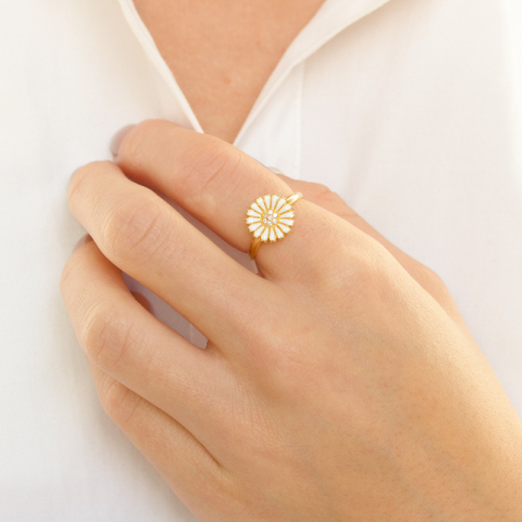 marguerit zirkon ring i forgyldt sølv - Marie