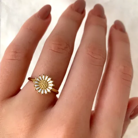 10 mm marguerit ring i forgyldt sølv