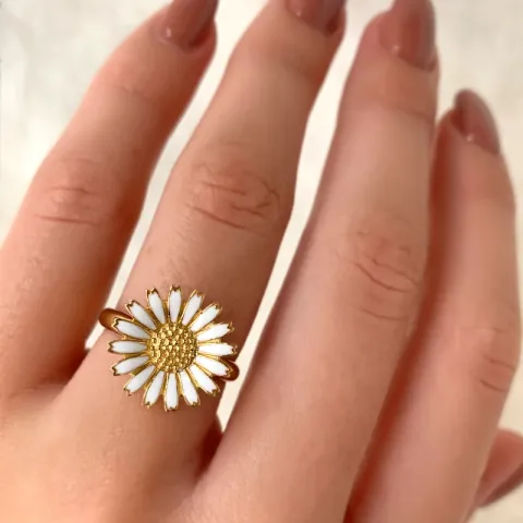 14 mm marguerit ring i forgyldt sølv