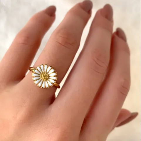 12 mm marguerit ring i forgyldt sølv