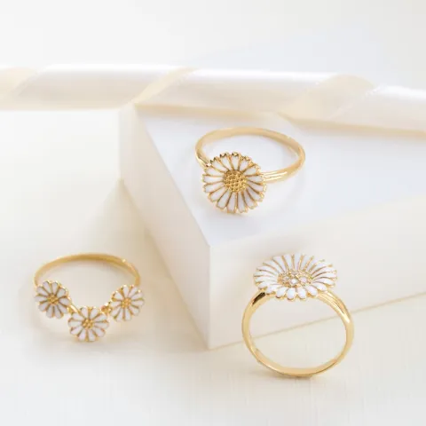 12 mm marguerit ring i forgyldt sølv - Marie