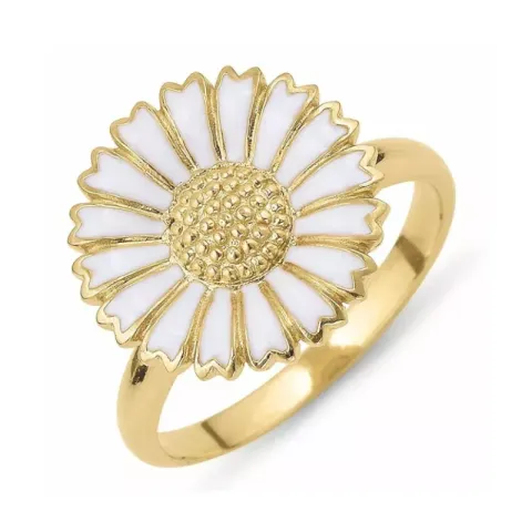 15 mm marguerit ring i forgyldt sølv