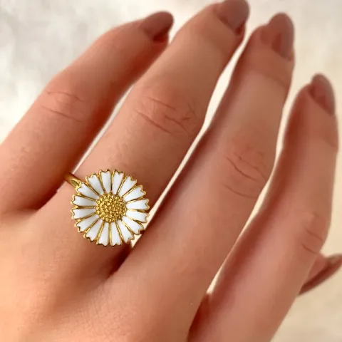 15 mm marguerit ring i forgyldt sølv