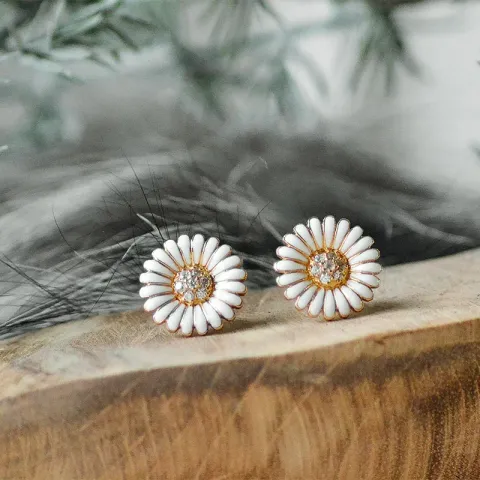 14,5 mm marguerit øreringe i forgyldt sølv - Matilda