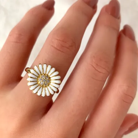 14 mm marguerit ring i forgyldt sølv