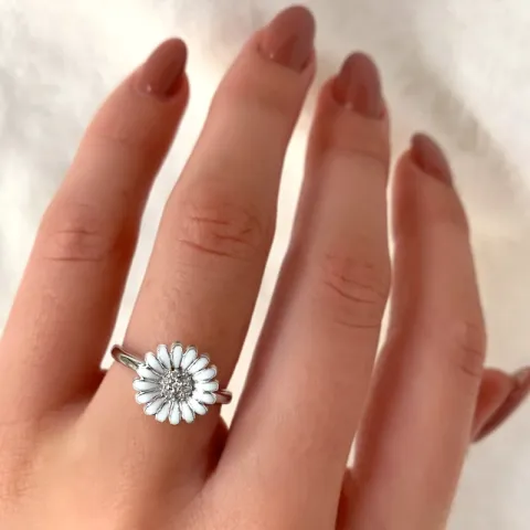 11 mm marguerit zirkon ring i sølv