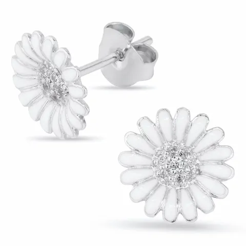 10 - 11 mm marguerit ørestikker i rhodineret sølv - Matilda