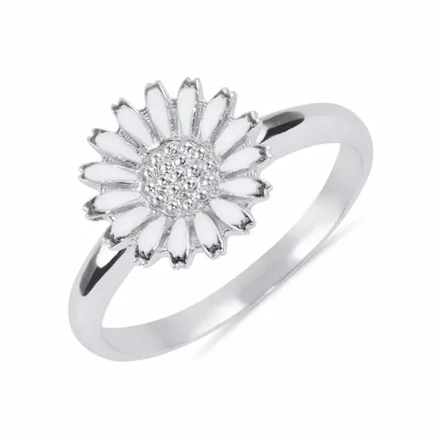 10 mm marguerit ring i rhodineret sølv