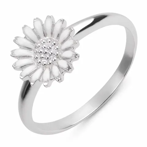 10 mm marguerit ring i rhodineret sølv