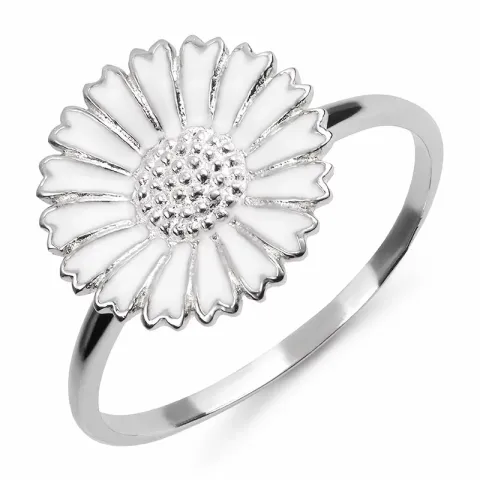 15 mm marguerit ring i rhodineret sølv