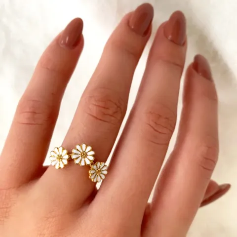 7 mm marguerit ring i forgyldt sølv