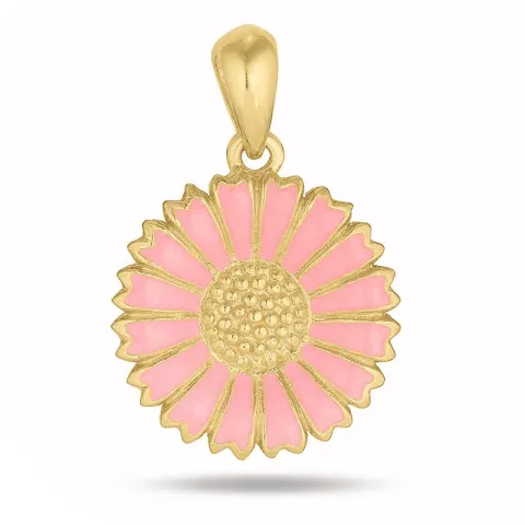 15 mm marguerit pink vedhæng i forgyldt sølv - Marie