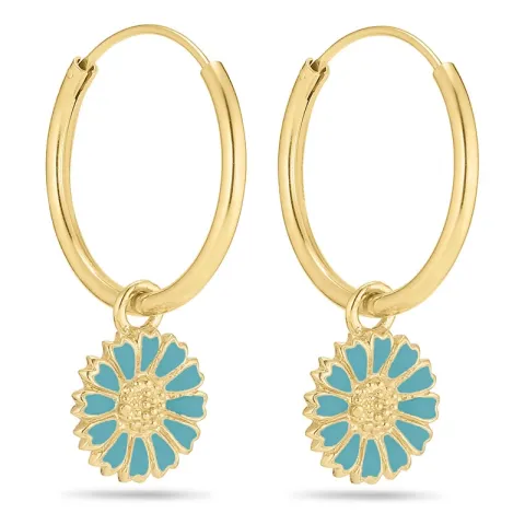 18 mm marguerit blå creoler i forgyldt sølv - Marie