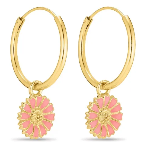 18 mm marguerit pink creoler i forgyldt sølv - Marie
