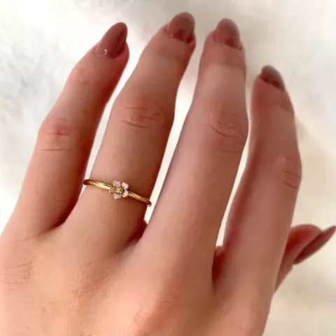 5 mm marguerit lyserød ring i forgyldt sølv