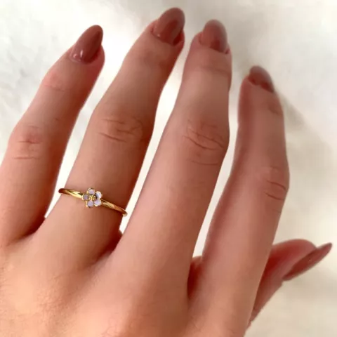 5 mm marguerit lilla ring i forgyldt sølv