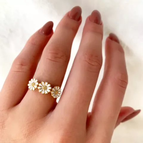 elegant marguerit ring i forgyldt sølv