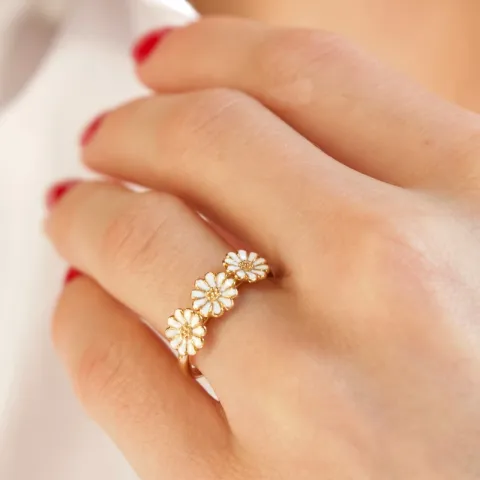 elegant marguerit ring i forgyldt sølv