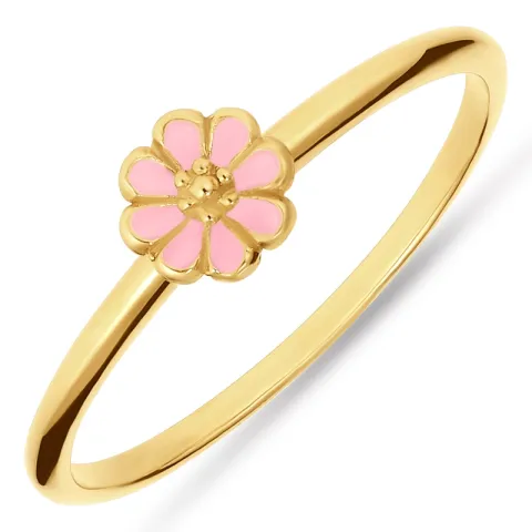 5 mm marguerit lyserød ring i forgyldt sølv - Maggie