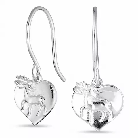 hjerte hjorte øreringe i sølv